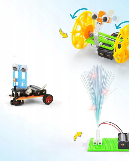 Mažojo elektroniko rinkinys - eksperimentai, robotikos žaislas, elektrotechnika, mokslas - 6 vienetai