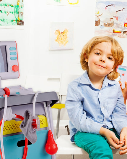 Rinkinys Mažojo Gydytojo Medicininis Vežimėlis Rentgenas RTG Stetoskopas Vaikams