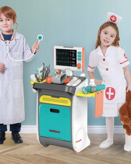 Rinkinys Mažojo Gydytojo Medicininis Vežimėlis Rentgenas RTG Stetoskopas Vaikams