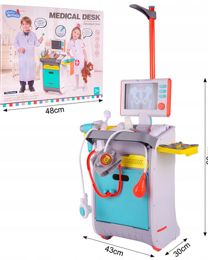 Rinkinys Mažojo Gydytojo Medicininis Vežimėlis Rentgenas RTG Stetoskopas Vaikams