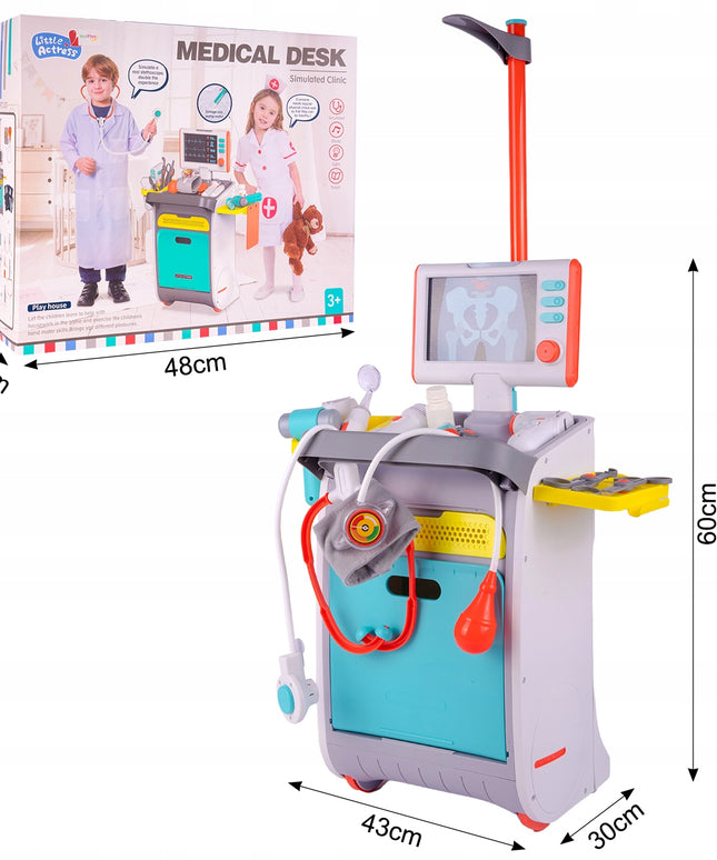 Rinkinys Mažojo Gydytojo Medicininis Vežimėlis Rentgenas RTG Stetoskopas Vaikams