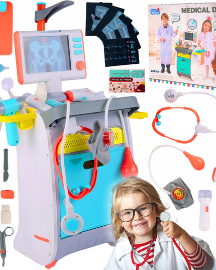 Rinkinys Mažojo Gydytojo Medicininis Vežimėlis Rentgenas RTG Stetoskopas Vaikams