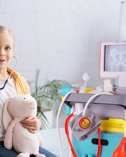 Rinkinys Mažojo Gydytojo Medicininis Vežimėlis Rentgenas RTG Stetoskopas Vaikams