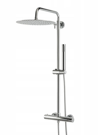 INEA dušo komplektas su termostatiniu maišytuvu ir 30 cm lietaus dušo galva, chromuotas, ZN0134