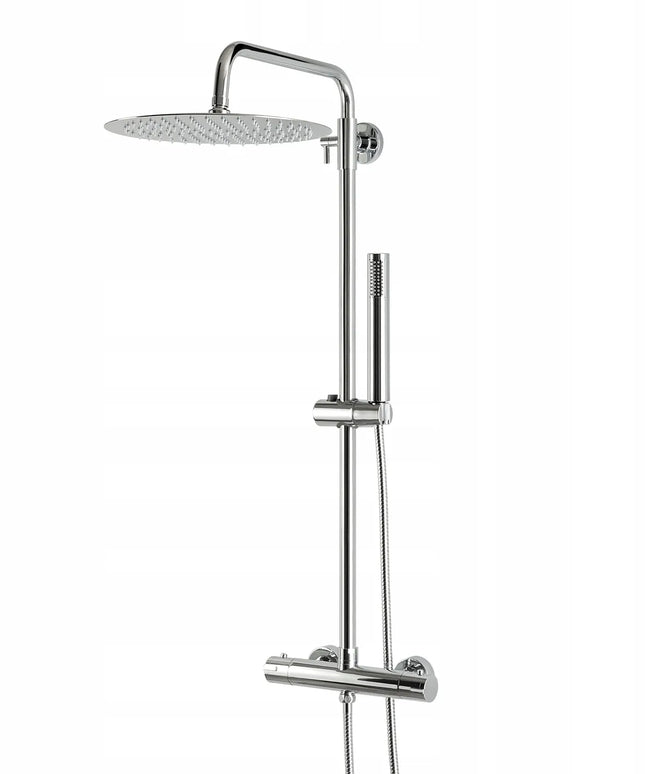 INEA dušo komplektas su termostatiniu maišytuvu ir 30 cm lietaus dušo galva, chromuotas, ZN0134
