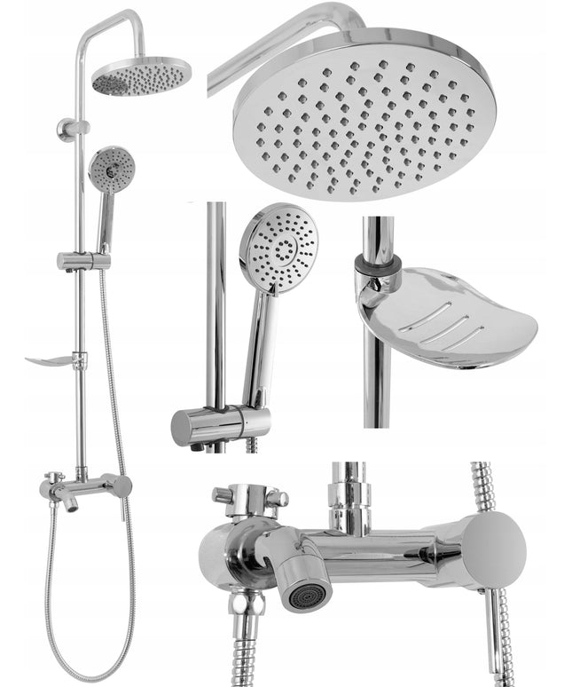 Dušo komplektas REA LUIS, chromas, montuojamas po tinku, su lietaus dušo galva