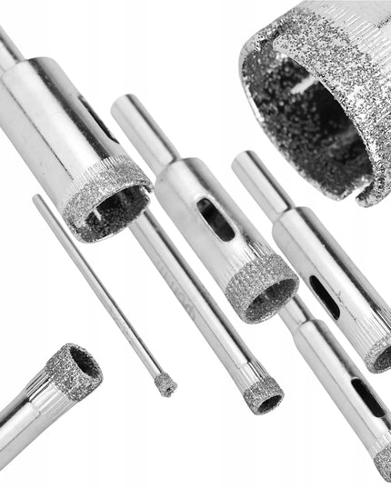 Deimantinių gręžimo karūnų rinkinys gres plytelėms, 14 vnt., 6-68 mm, didelis rinkinys BLACK