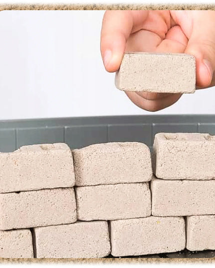 Kinetinio smėlio rinkinys vaikams, 1 kg, statyboms, su 9 formelėmis – plytos ir bokštai