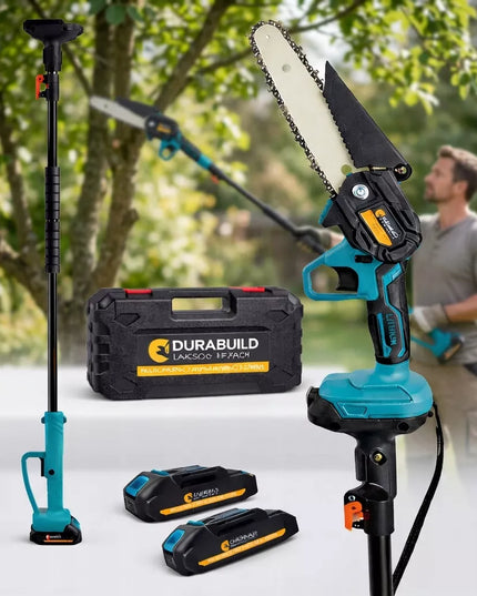 Akumuliatorinis grandininis pjūklas Durabuild su teleskopiniu kotu