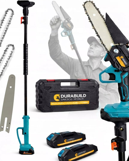 Akumuliatorinis grandininis pjūklas Durabuild su teleskopiniu kotu