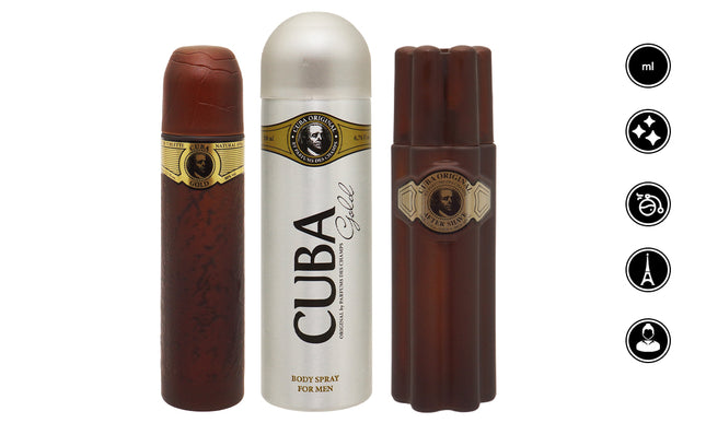 Dovanų rinkinys CUBA GOLD ORIGINAL EDT 100ml Dezodorantas + Losjonas po skutimosi