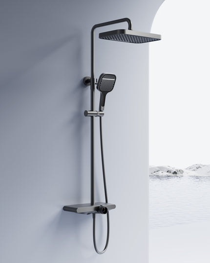Montuojamas ant sienos dušo komplektas su lietaus galva REA BARI TYTAN 100cm