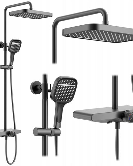 Montuojamas ant sienos dušo komplektas su lietaus galva REA BARI TYTAN 100cm
