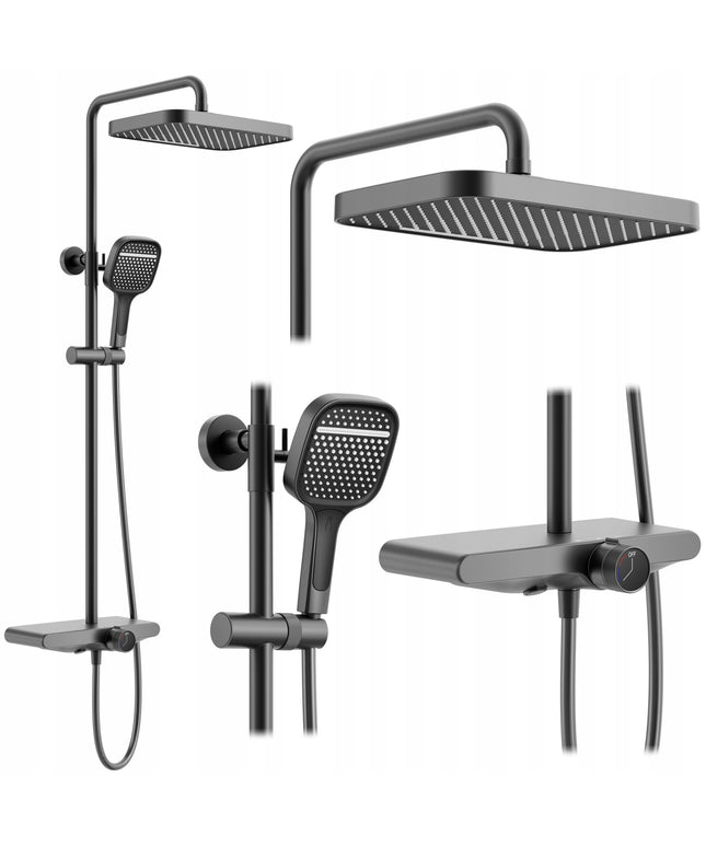 Montuojamas ant sienos dušo komplektas su lietaus galva REA BARI TYTAN 100cm
