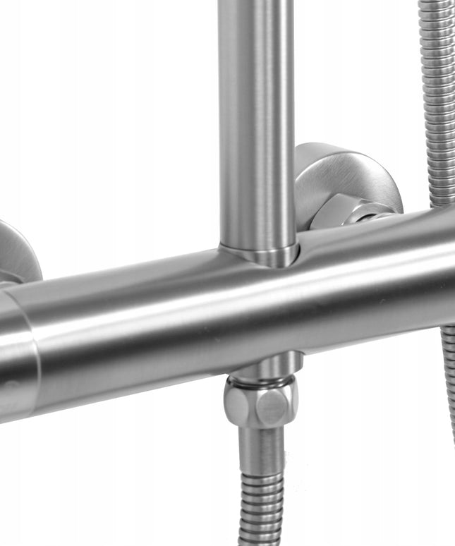 Dušo komplektas su termostatu, lietaus dušas, šlifuotas plienas REA VINCENT