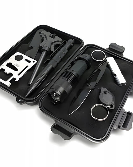 Išgyvenimo rinkinys Survivalowy 11-in-1 – būtiniausių išgyvenimo priemonių rinkinys