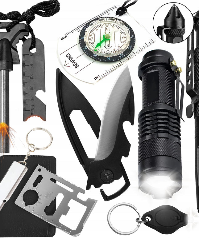 Išgyvenimo rinkinys Survivalowy 11-in-1 – būtiniausių išgyvenimo priemonių rinkinys