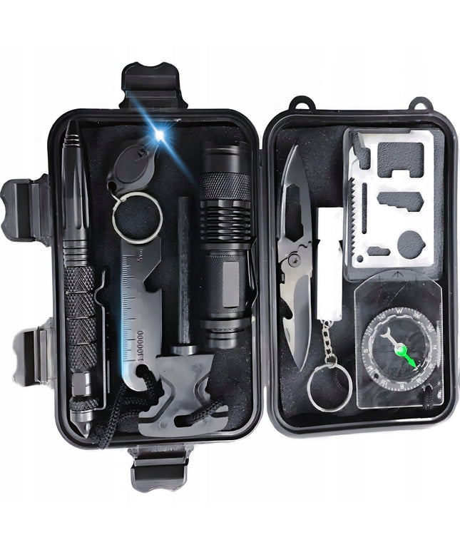 Išgyvenimo rinkinys Survivalowy 11-in-1 – būtiniausių išgyvenimo priemonių rinkinys