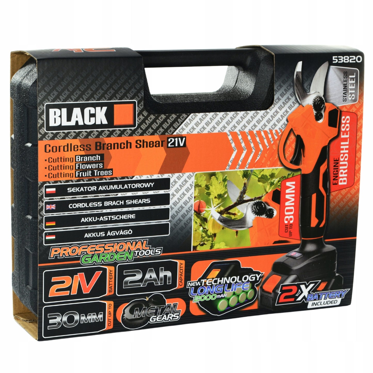 Elektrinio akumuliatorinio sekatoriaus rinkinys 30 mm 100 W 2 x Akumuliatorius 2 Ah BL