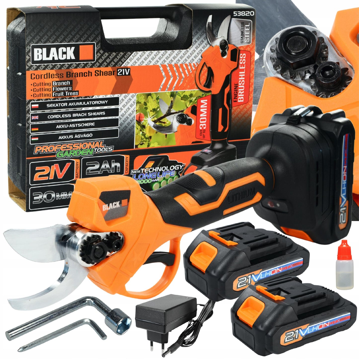 Elektrinio akumuliatorinio sekatoriaus rinkinys 30 mm 100 W 2 x Akumuliatorius 2 Ah BL