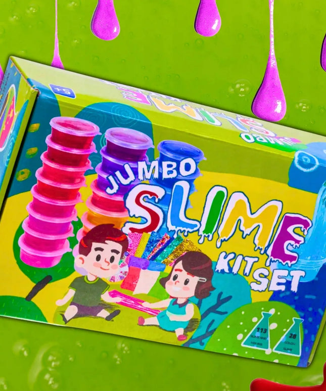 Didelis kūrybinis „Slime“ gamybos rinkinys JUMBO XXL – 28 gleivių masės