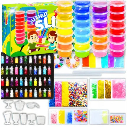 Didelis kūrybinis „Slime“ gamybos rinkinys JUMBO XXL – 28 gleivių masės