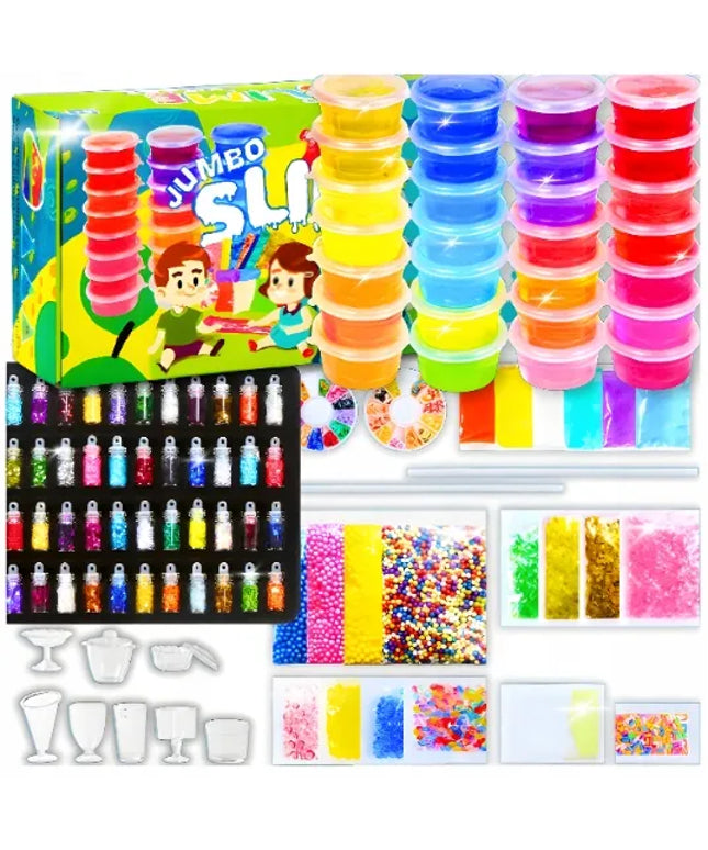 Didelis kūrybinis „Slime“ gamybos rinkinys JUMBO XXL – 28 gleivių masės