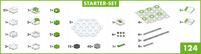 Ravensburger GraviTrax startinis rinkinys, rutuliukų trasa, 124 dalys, konstravimo kaladėlės