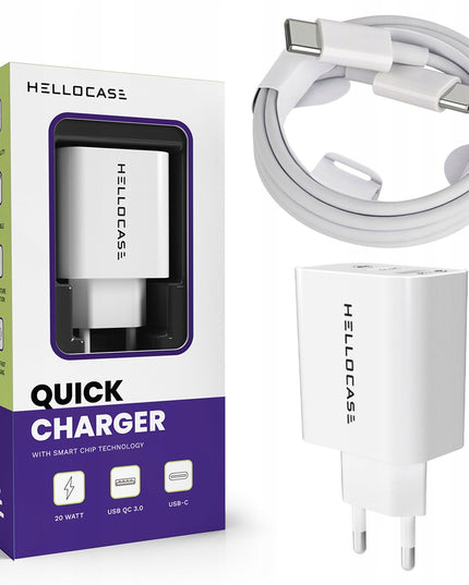 Rinkinys | Greitas sieninis USB TYPE-C įkroviklis + TYPE C laidas | PD20W 3000mA