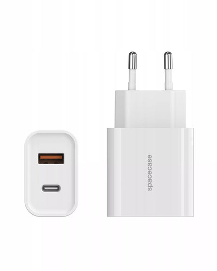 Greitas tinklo įkroviklis Spacecase USB-C USB 20W 3A QC + laidas USB-C PD 60W