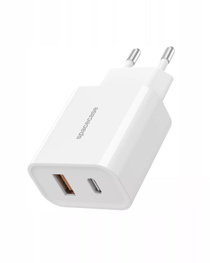 Greitas tinklo įkroviklis Spacecase USB-C USB 20W 3A QC + laidas USB-C PD 60W