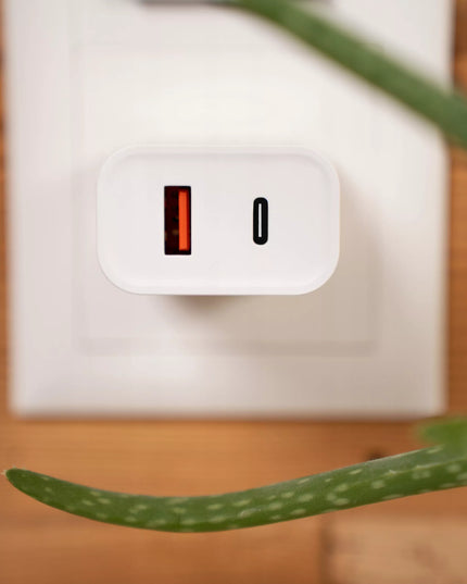 Spacecase greitas USB-C ir USB sieninis įkroviklis 20W + Lightning laidas telefonui