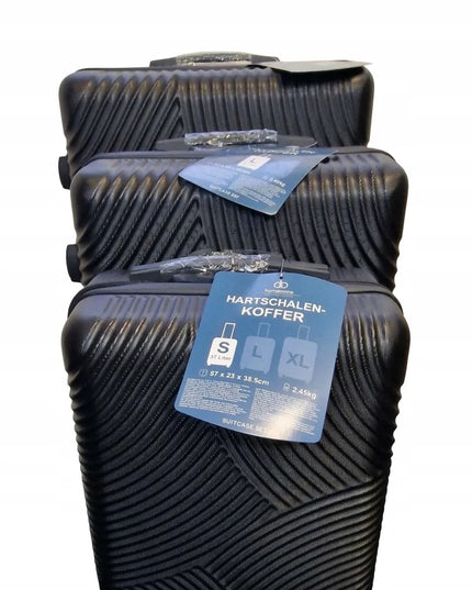 PREMIUM lagaminų rinkinys 3 vnt. iš tvirto kompozito, juodas, puikus pasirinkimas!