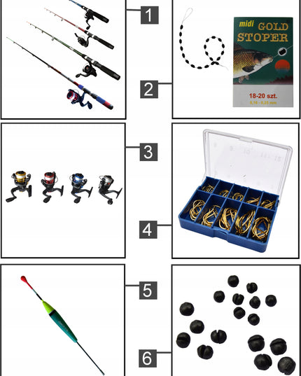 Žvejybos rinkinys: meškerė, ritė ir aksesuarai