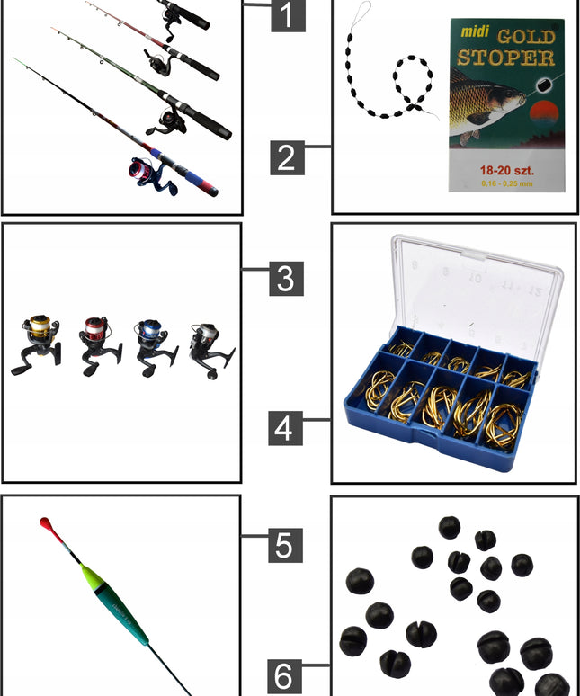 Žvejybos rinkinys: meškerė, ritė ir aksesuarai