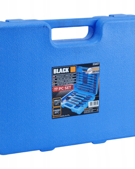 Grąžtų ir kalčių SDS Plus SDS+ rinkinys lagaminėlyje, 17 vnt. BLACK