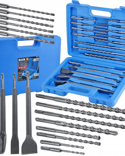 Grąžtų ir kalčių SDS Plus SDS+ rinkinys lagaminėlyje, 17 vnt. BLACK