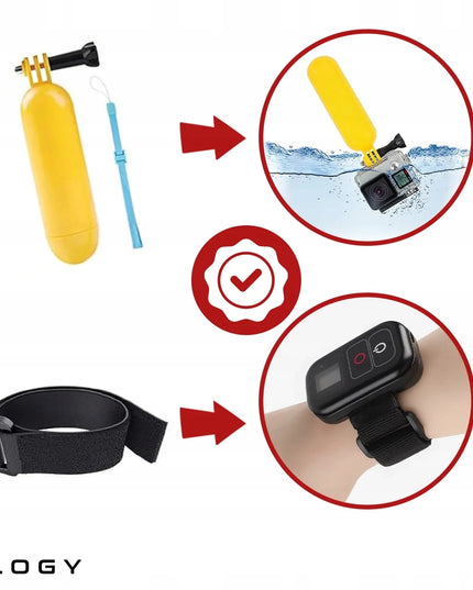 XXL priedų rinkinys GoPro HERO 13, 12, 11, 10, 9 – 55 viename, petnešos, lagaminėlis