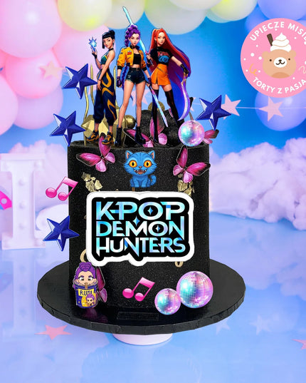 „K-Pop Demon Hunters – Huntrix“ valgomasis cukrinis atspaudas tortui, A4