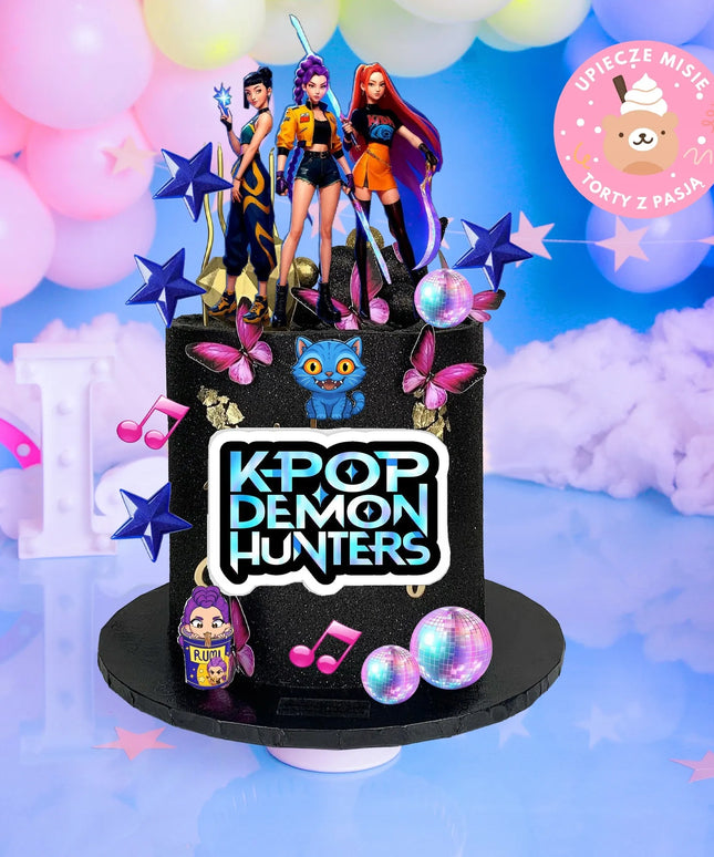 „K-Pop Demon Hunters – Huntrix“ valgomasis cukrinis atspaudas tortui, A4