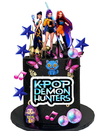 „K-Pop Demon Hunters – Huntrix“ valgomasis cukrinis atspaudas tortui, A4