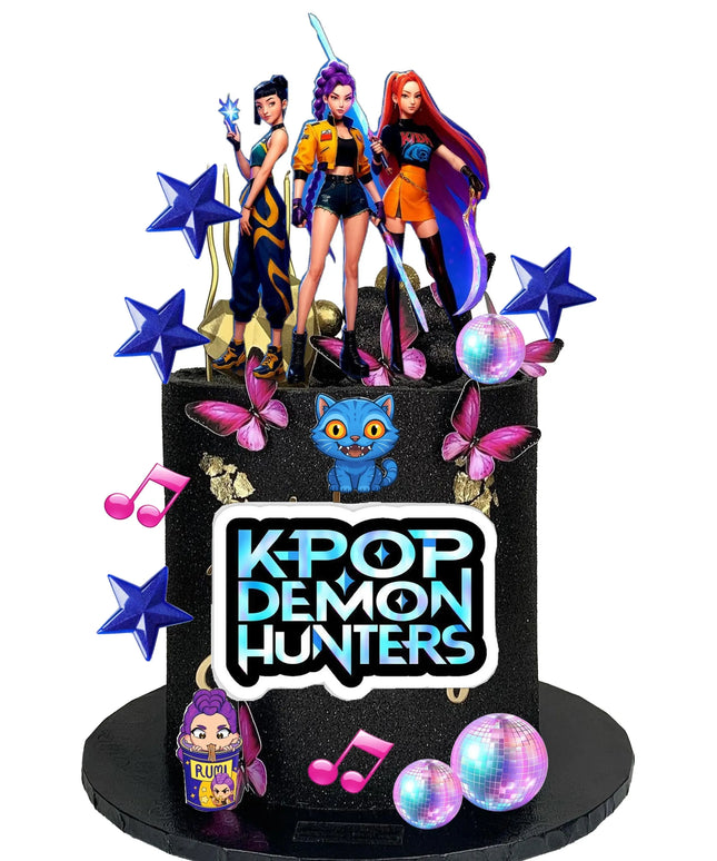 „K-Pop Demon Hunters – Huntrix“ valgomasis cukrinis atspaudas tortui, A4