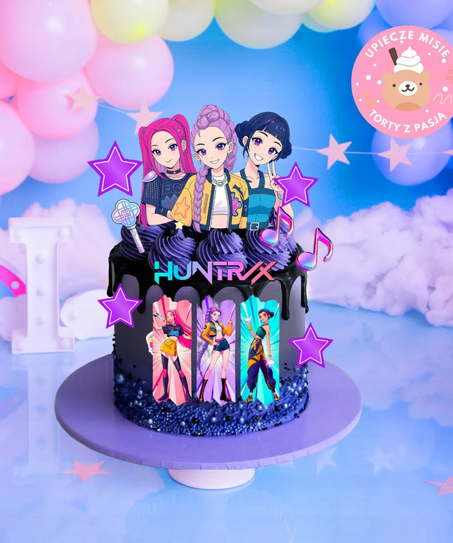 K POP DEMON HUNTERS – HUNTRIX valgomasis cukraus atspaudas tortui, A4 formato