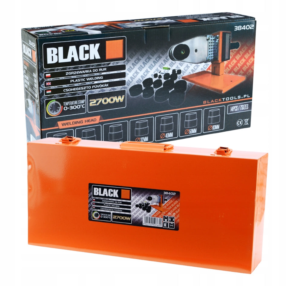 Galingas plastikinių vamzdžių suvirinimo aparatas PP PVC, 7 antgaliai 16-63 mm, BLACK AKCIJA TIK ŠĮ SAVAITGALĮ
