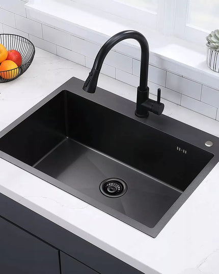 Vienos kameros virtuvinė plieninė plautuvė juoda REA LIAM 45 cm