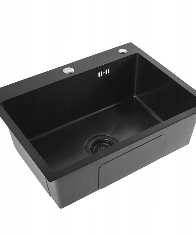 Vienos kameros virtuvinė plieninė plautuvė juoda REA LIAM 45 cm