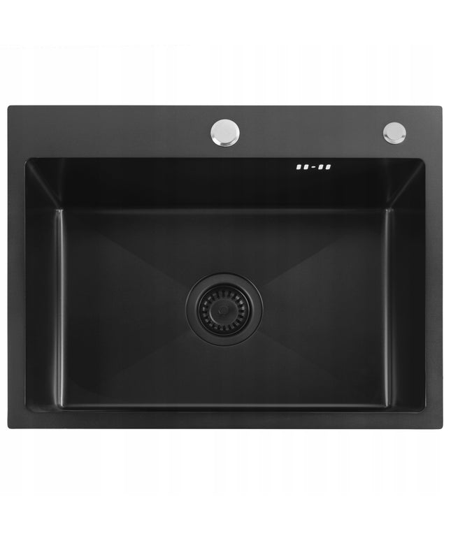 Vienos kameros virtuvinė plieninė plautuvė juoda REA LIAM 45 cm