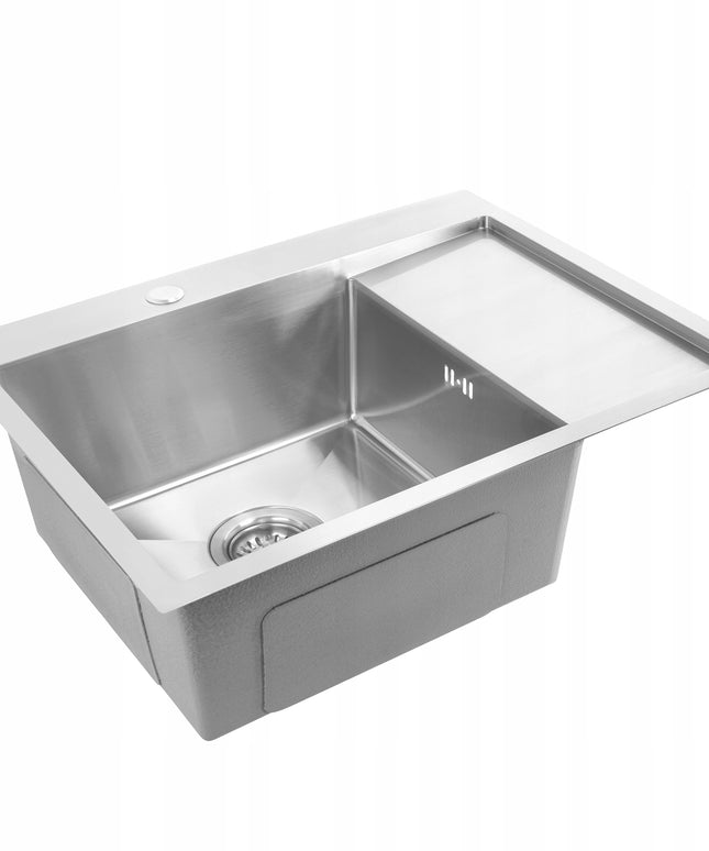 Vienos kameros virtuvinė kriauklė su nuolydžiu REA FIN INOX, plieninė