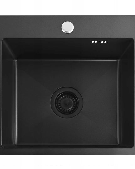 Plieninė vienos kameros juoda virtuvės kriauklė REA LEO 40 cm