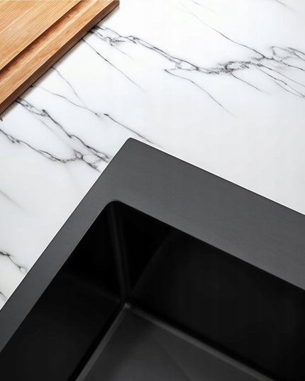 Plieninė vienos kameros juoda virtuvės kriauklė REA LEO 40 cm